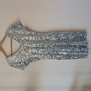 MANER Women's Sequin Glitter Short Sleeve Cocktail Dress